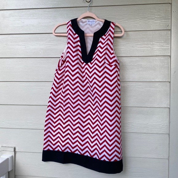 Mud Pie Dress Chevron Garnet Burgundy & Black Shift - Carolina Gamecocks USC - Picture 2 of 3